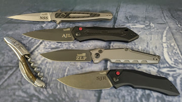 Completed knives with initials engraving